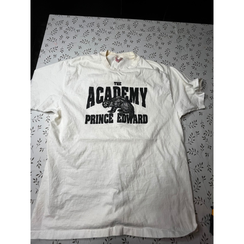 Vintage Hanes Heavyweight The Academy Prince Edward T-Shirt White XL USA Made
